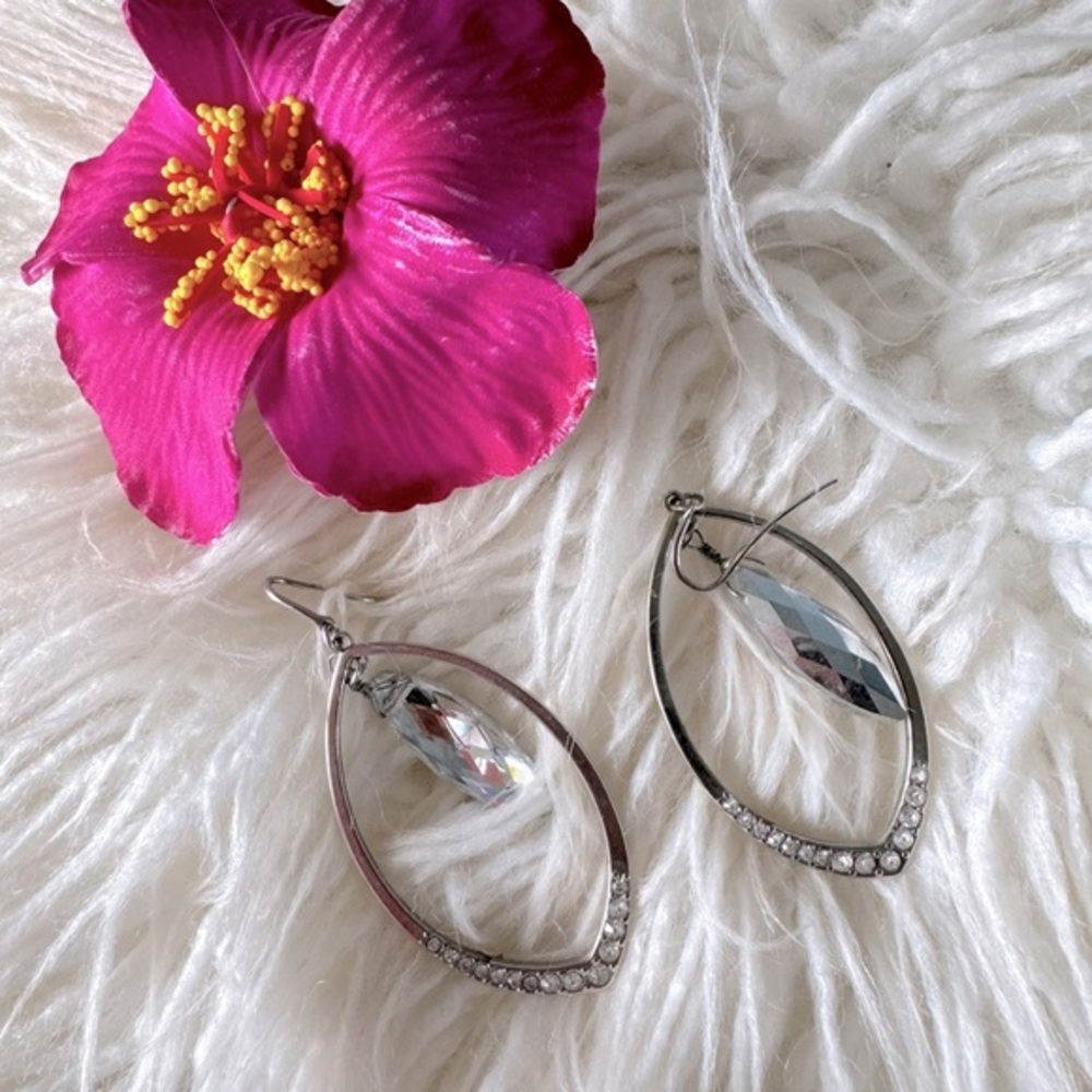 Silver diamond dangle earrings